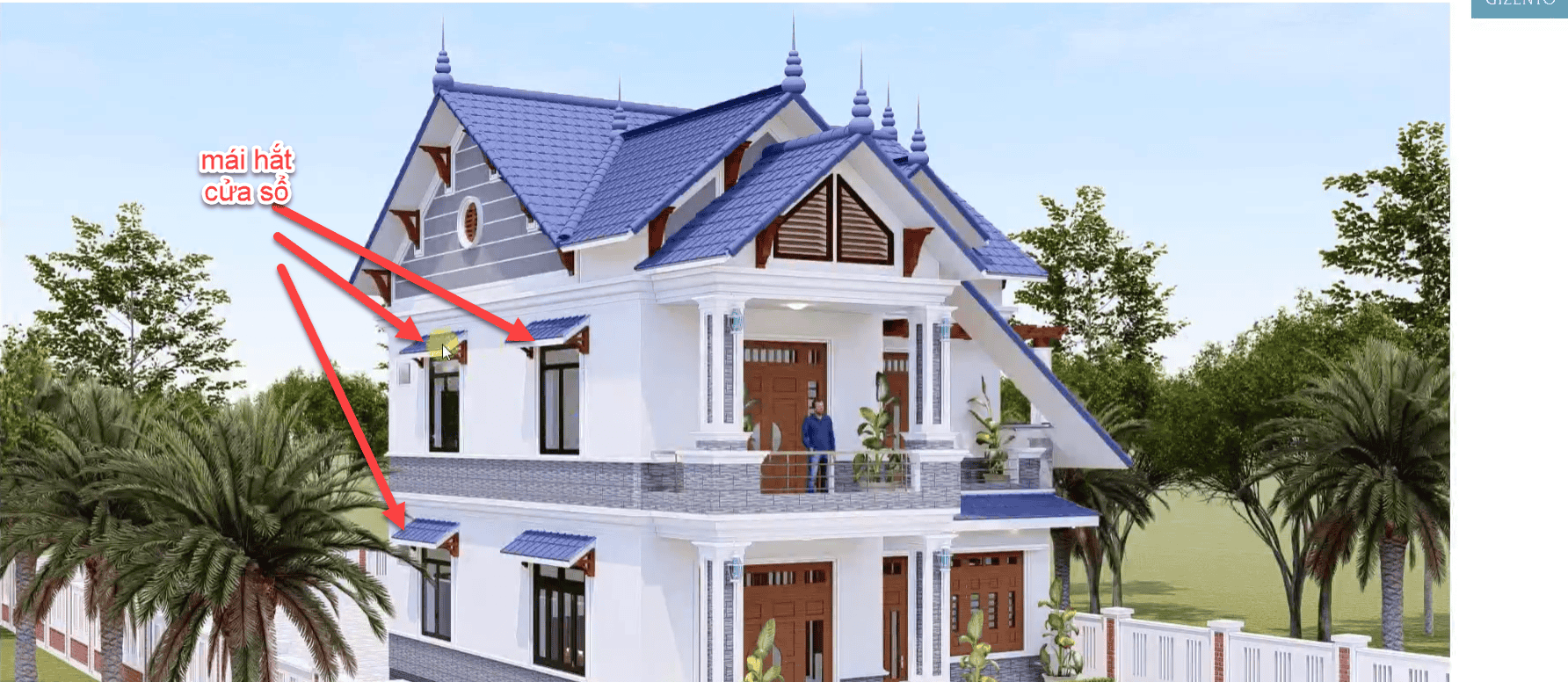 dựng mái hắt cửa sổ cho công trình biệt thự hiện đại bằng phần mềm Revit