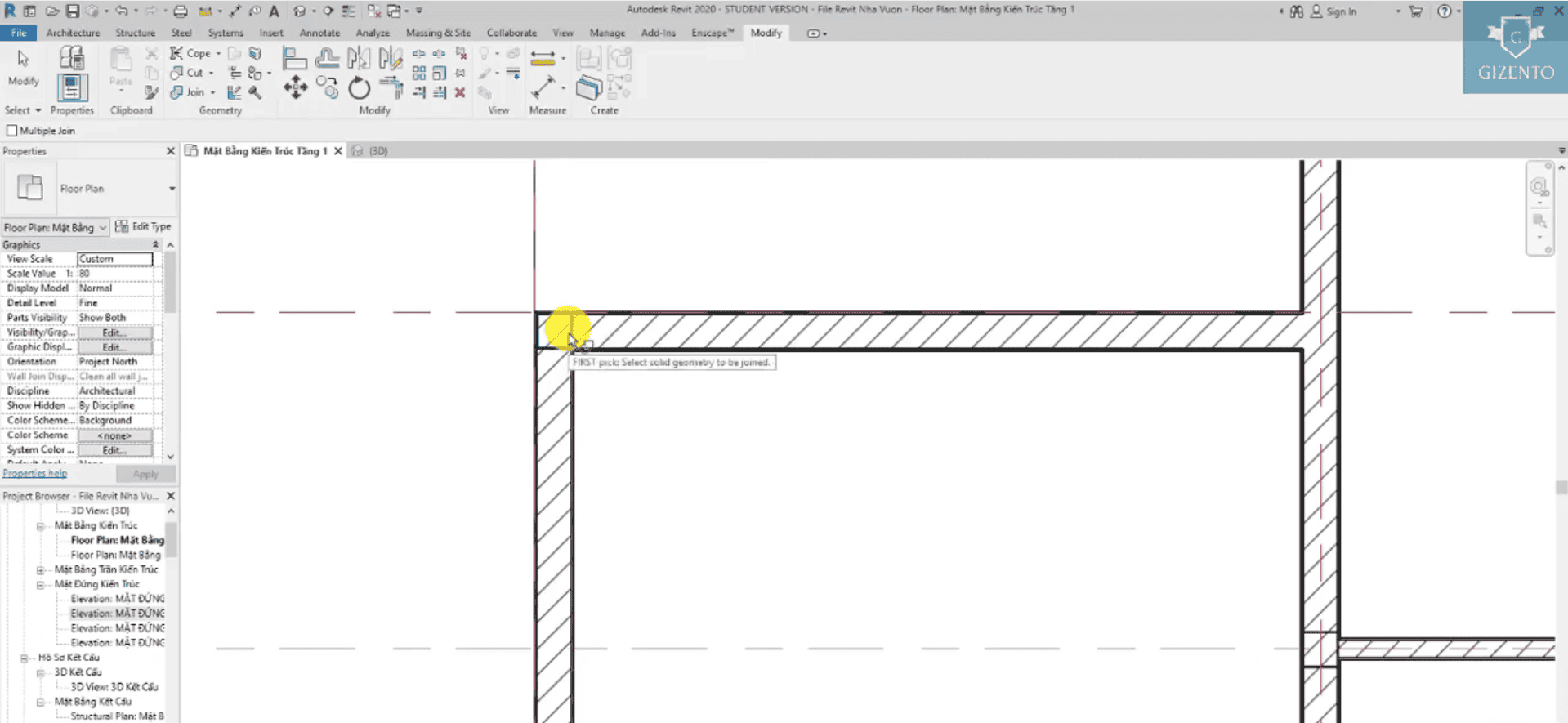 Bài học 09: JOIN CỘT VÀ TƯỜNG TRONG REVIT