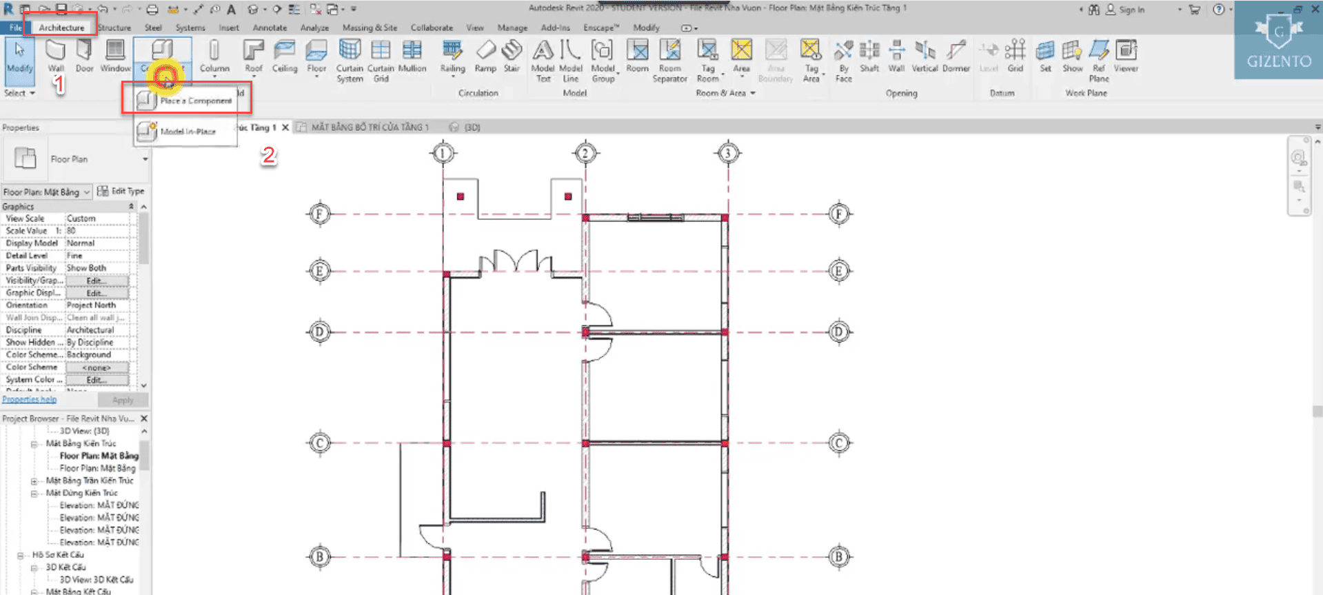 Lênh tắt CM sử dụng giúp bố trí nội thất trong revit nhanh chóng