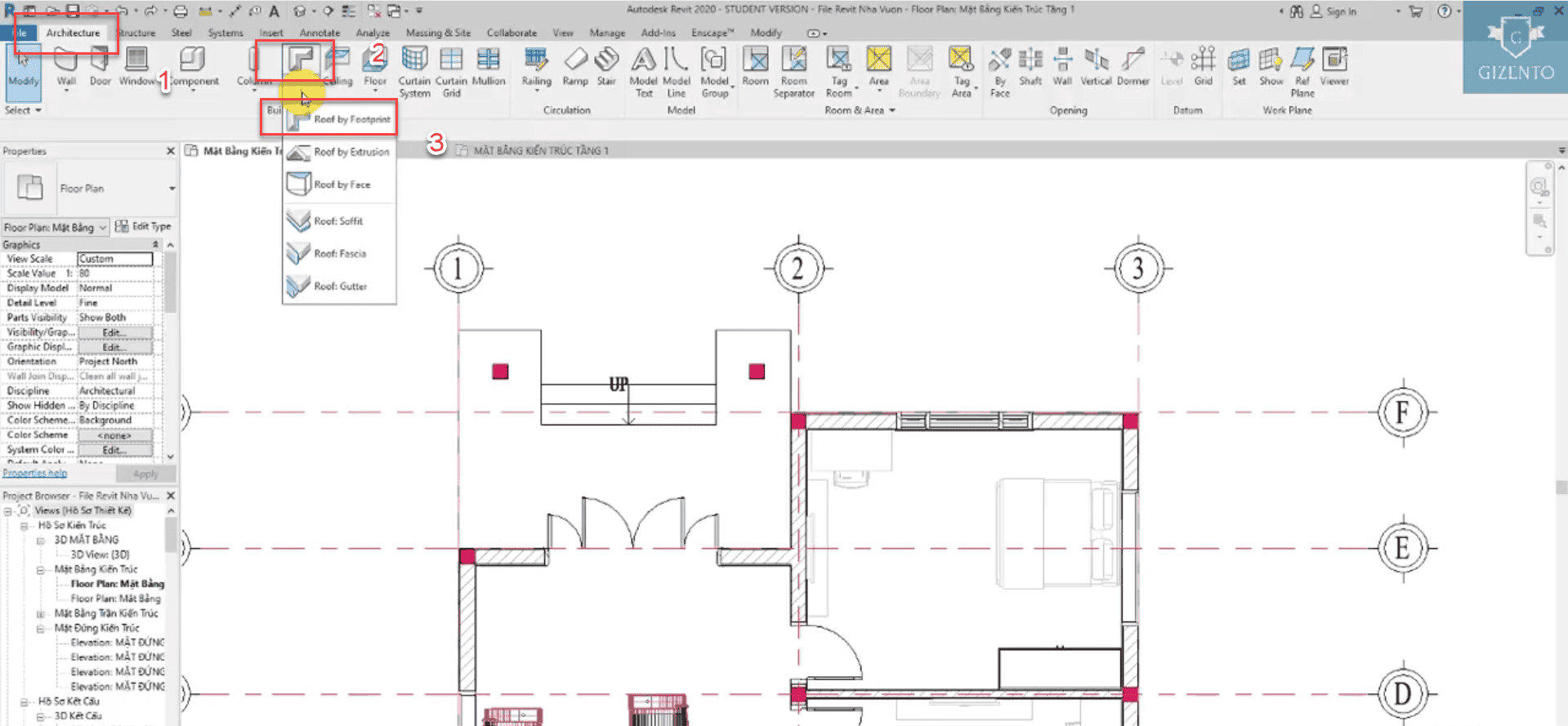 Bước đầu triển khai dựng hệ mái chéo trong revit cho công trình