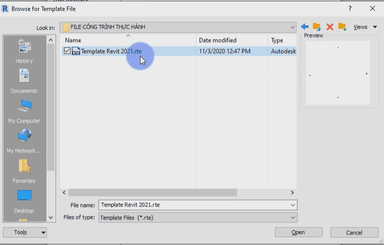 Hướng dẫn sử dụng file template phần mềm revit 2021 