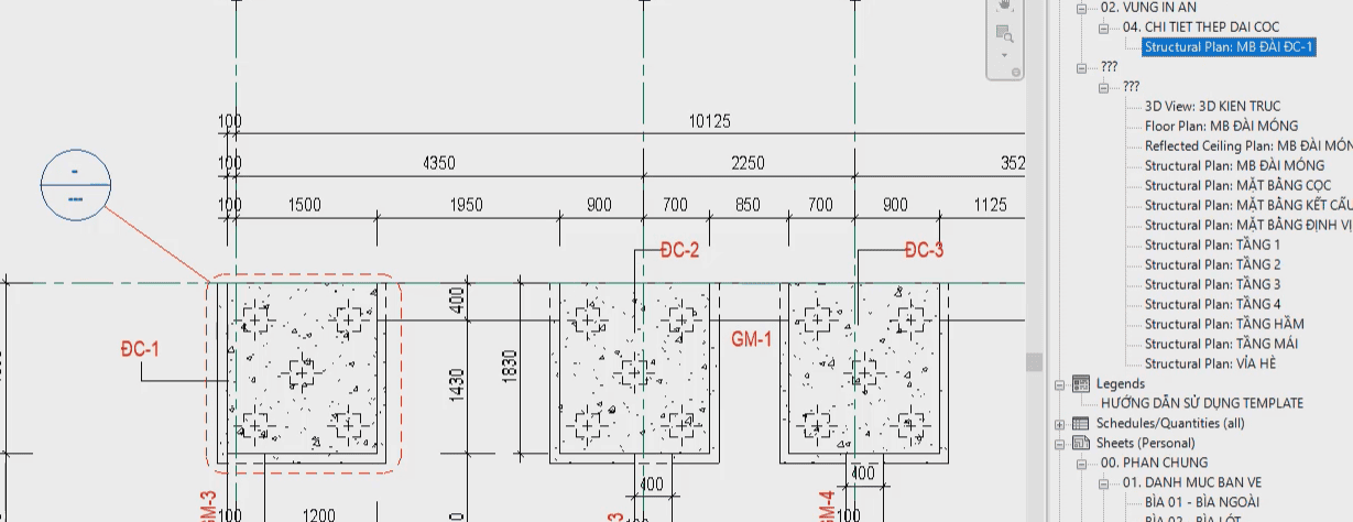 Triển khai thép đài cọc trong Revit từng bước