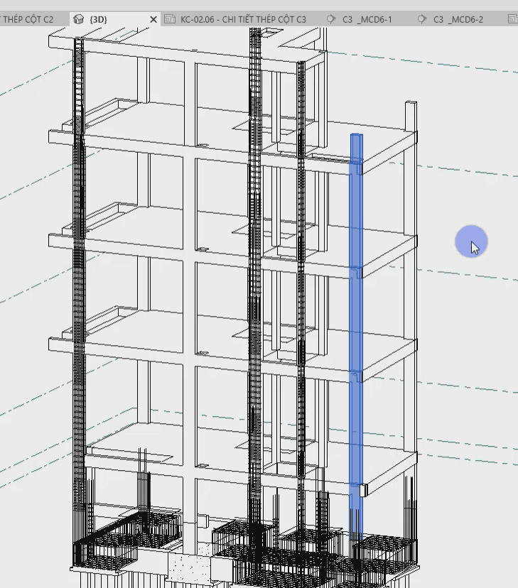 Triển khai thép cột C2A trong Revit