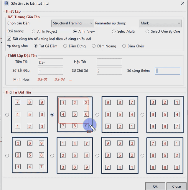 triển khai mặt bằng kết cấu tầng 2 3 trong Revit
