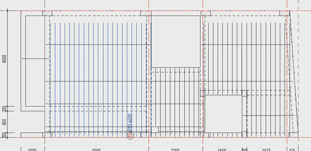 Triển khai thép sàn lớp trên tầng 2 bằng tool bim speed