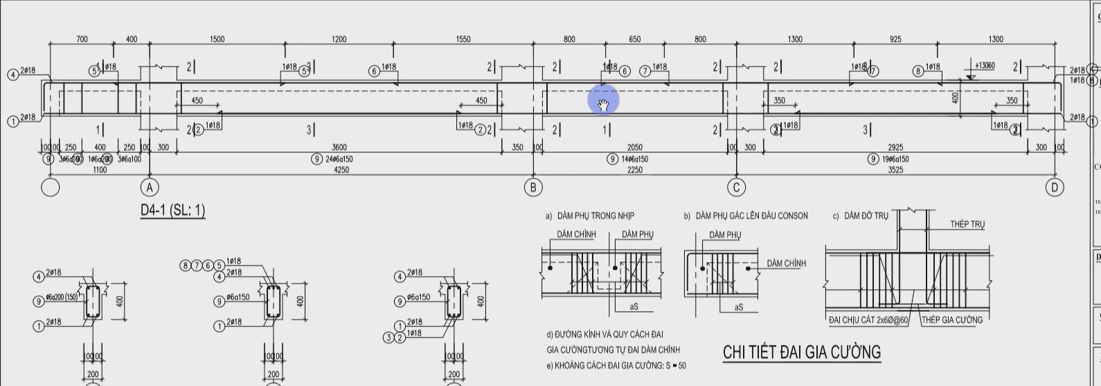 Triển khai thép dầm D4-1 nhà phố bằng tool bim speed