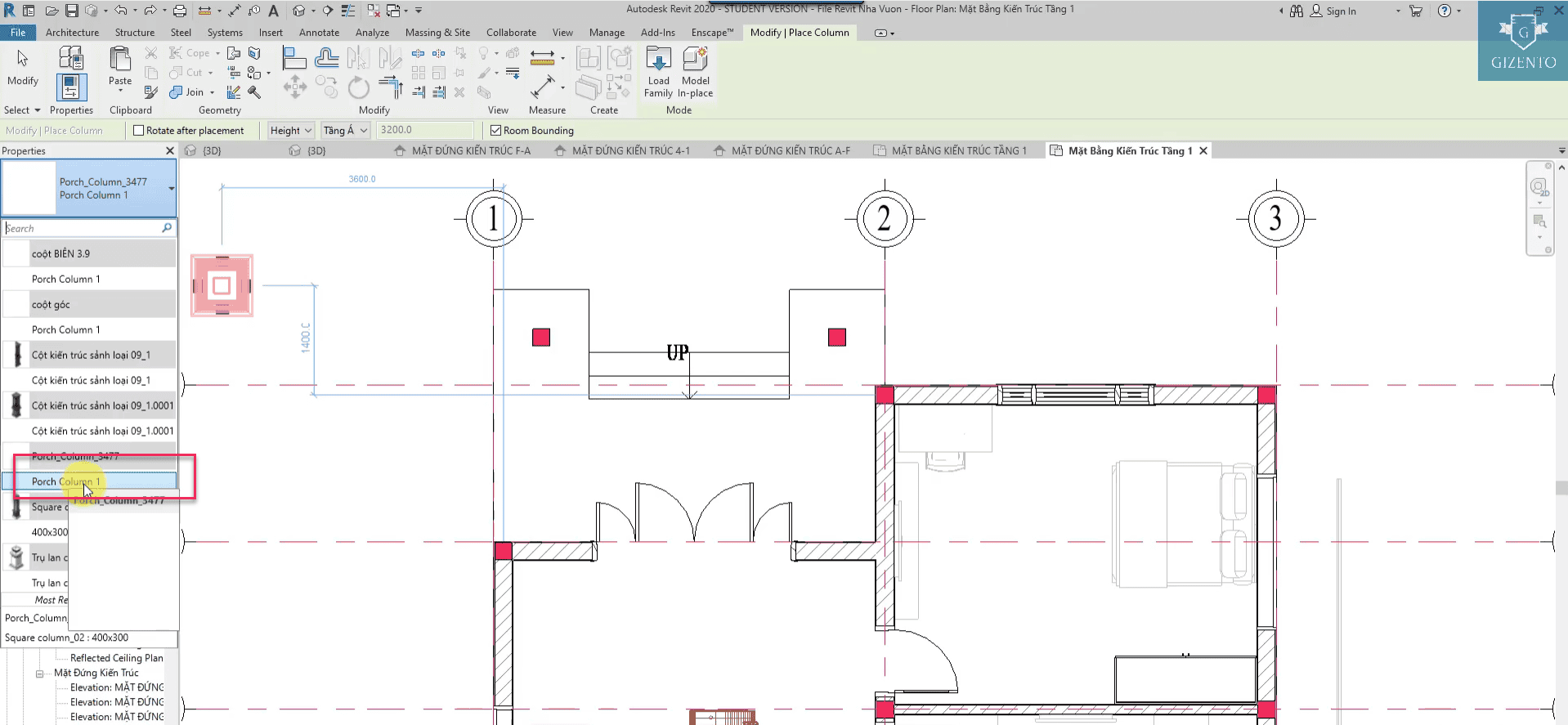 Lựa chọn loại cột để dựng cột trang trí trong Revit cho công trình